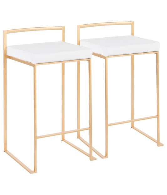 Fuji Stacker Gold Counter Stool - Set of 2 Gold & White