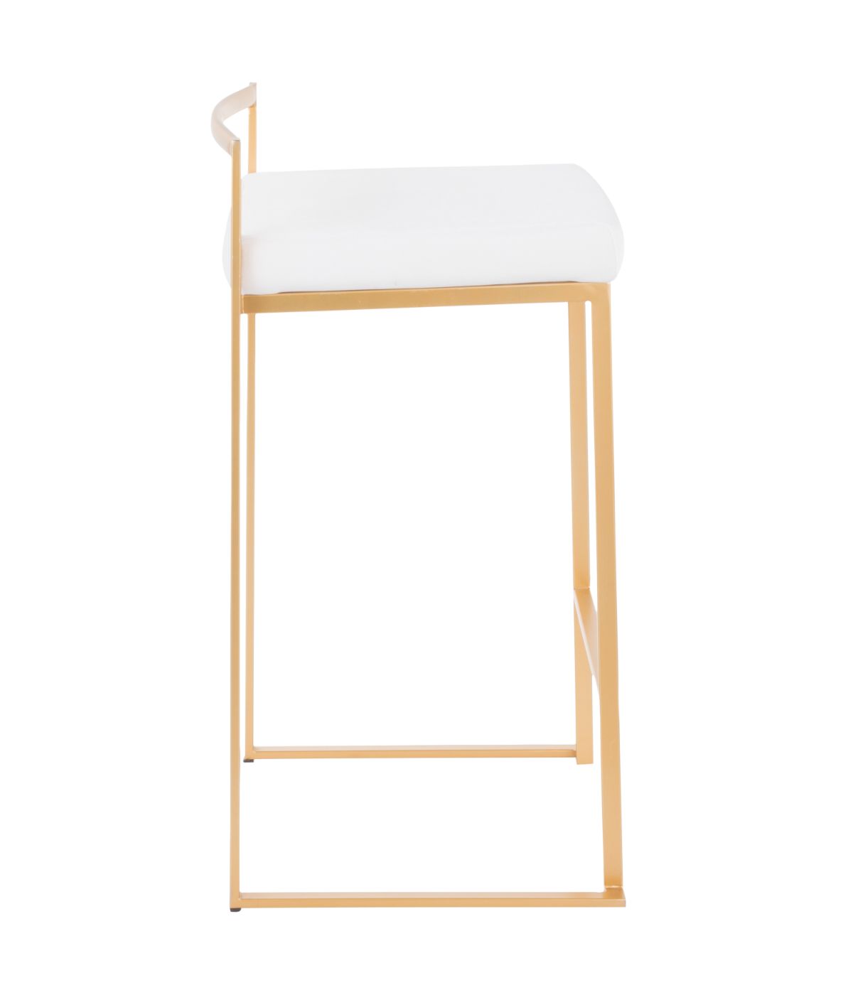  LumiSource Fuji Stacker Gold Counter Stool - Set of 2 Gold & White - Gold & White - Bonton