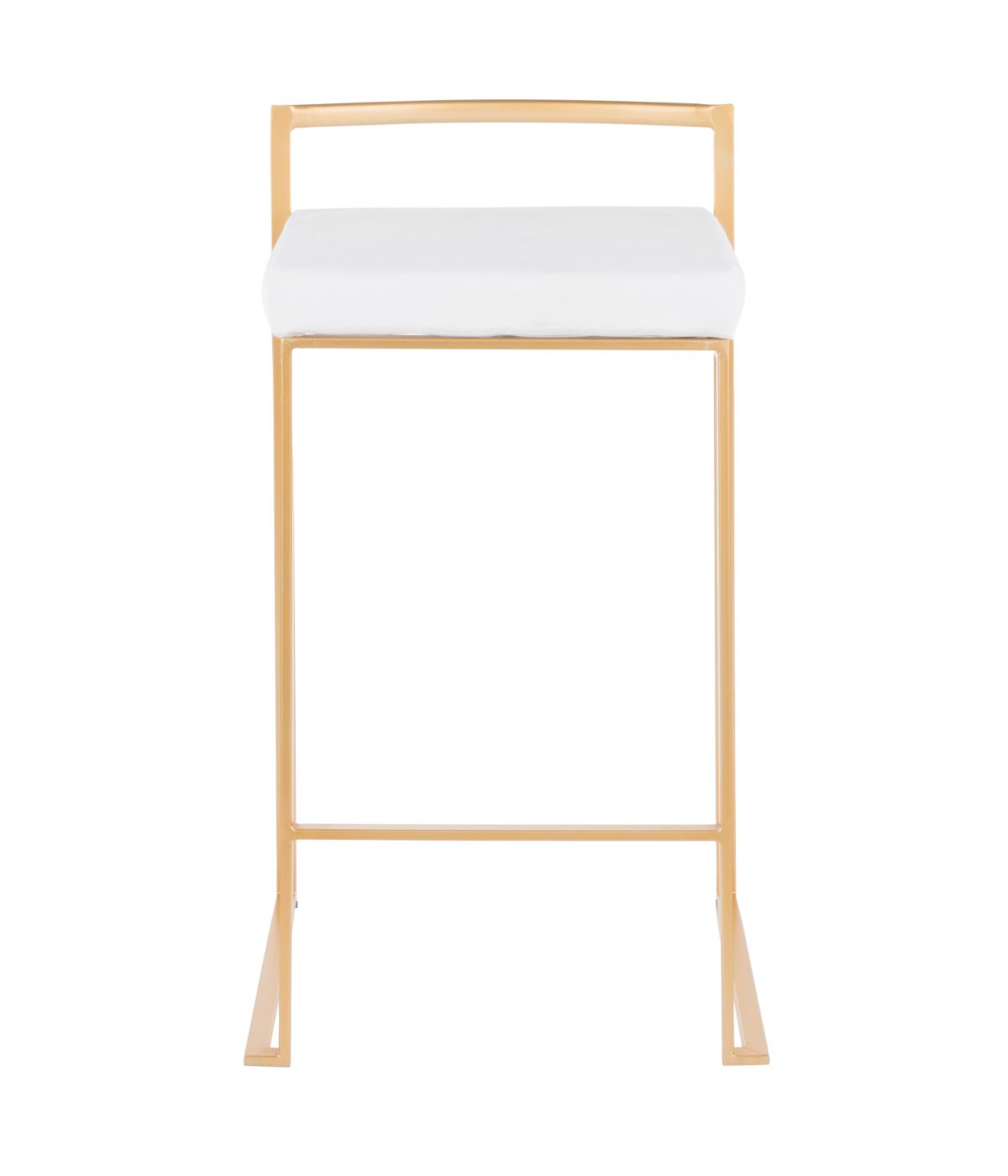  LumiSource Fuji Stacker Gold Counter Stool - Set of 2 Gold & White - Gold & White - Bonton