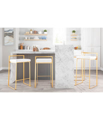 Fuji Stacker Gold Counter Stool - Set of 2 Gold & White