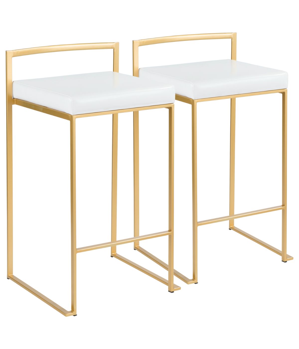  LumiSource Fuji Stacker Gold Counter Stool - Set of 2 Gold & White - Gold & White - Bonton