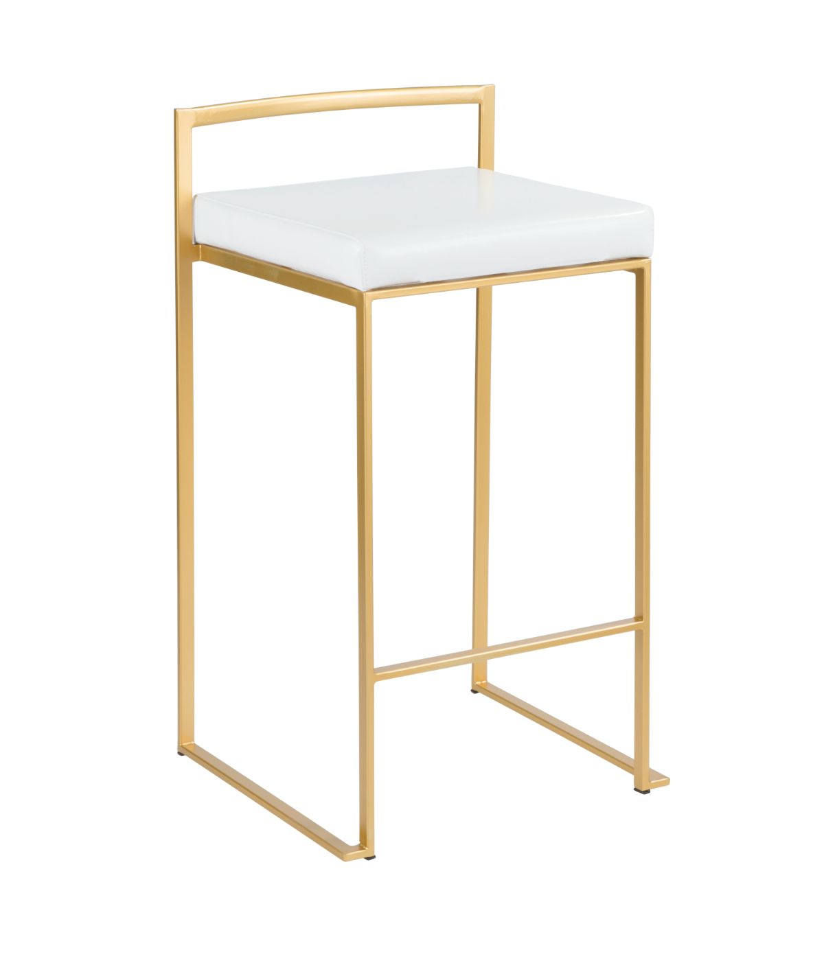  LumiSource Fuji Stacker Gold Counter Stool - Set of 2 Gold & White - Gold & White - Bonton