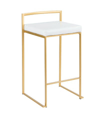 Fuji Stacker Gold Counter Stool - Set of 2 Gold & White