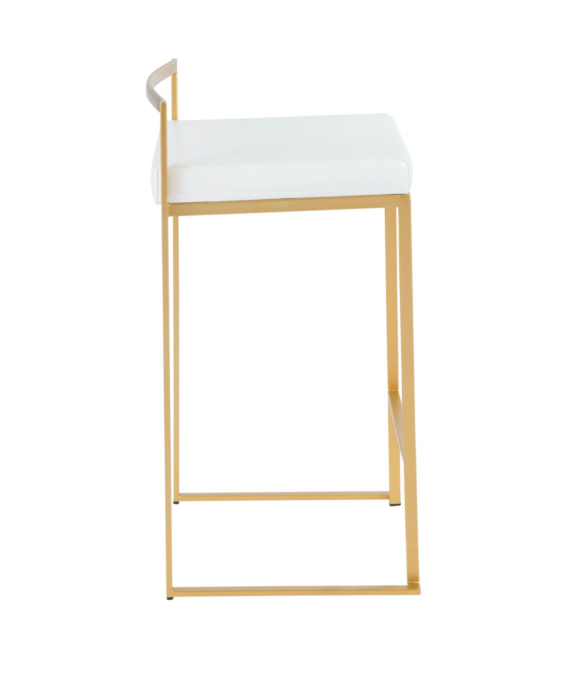  LumiSource Fuji Stacker Gold Counter Stool - Set of 2 Gold & White - Gold & White - Bonton