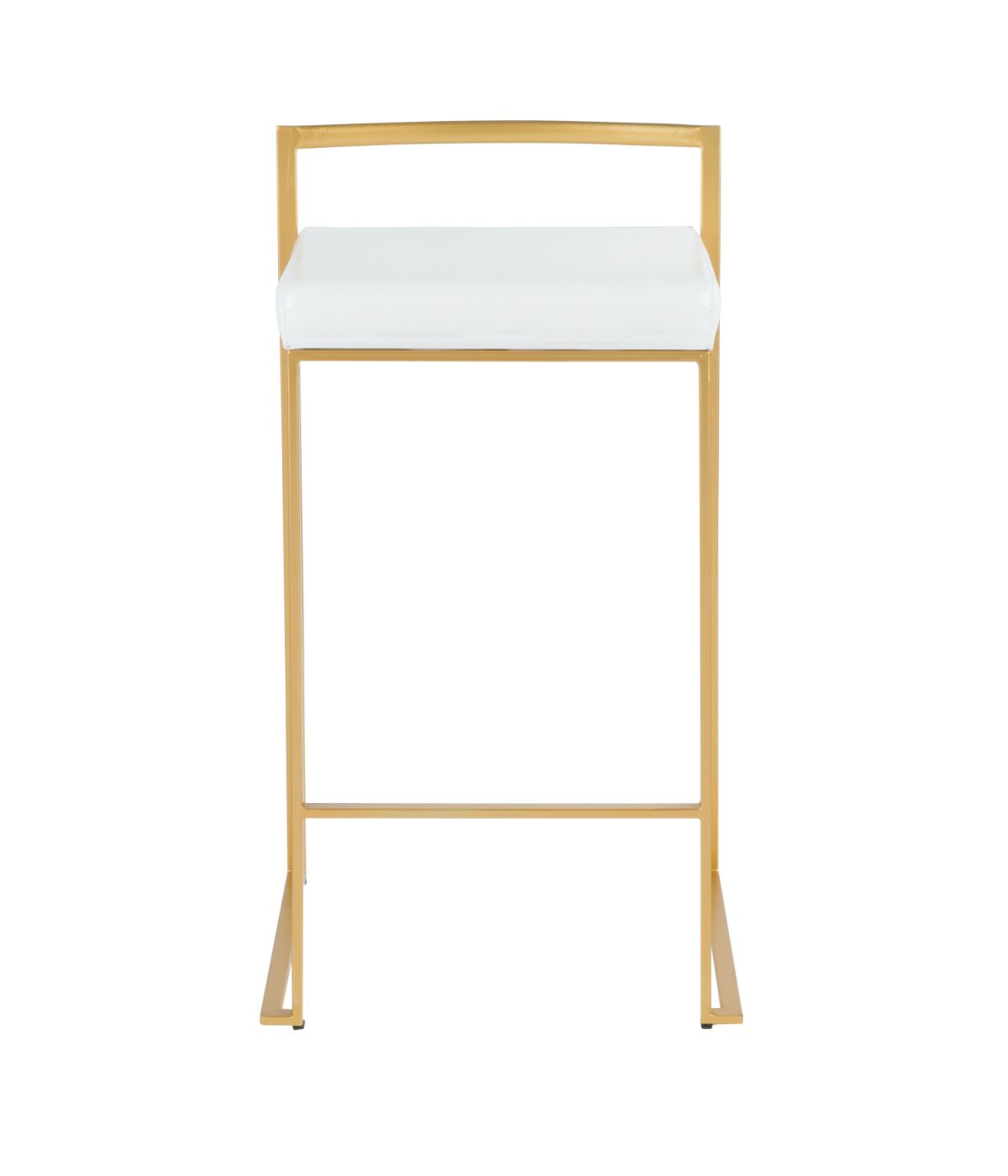  LumiSource Fuji Stacker Gold Counter Stool - Set of 2 Gold & White - Gold & White - Bonton