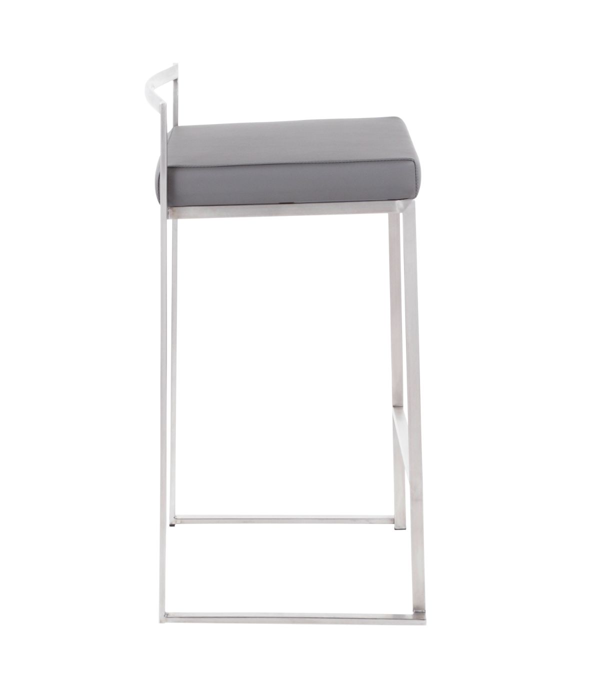  LumiSource Fuji Stacker Counter Stool - Set of 2 Brushed Silver & Grey - Brushed Silver & Grey - Bonton