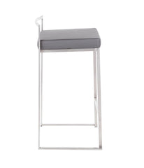 Fuji Stacker Counter Stool - Set of 2 Brushed Silver & Grey