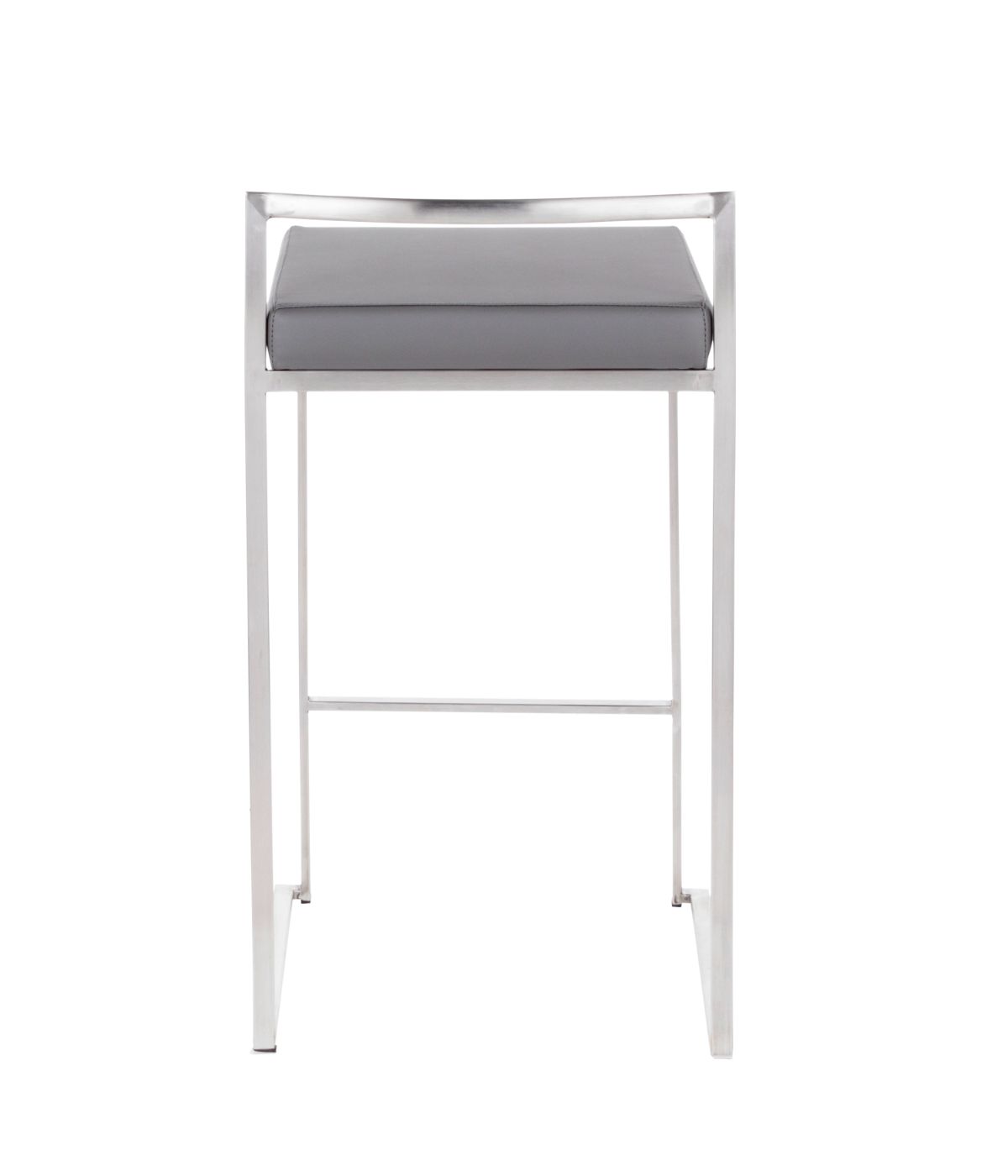  LumiSource Fuji Stacker Counter Stool - Set of 2 Brushed Silver & Grey - Brushed Silver & Grey - Bonton