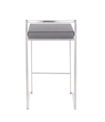 Fuji Stacker Counter Stool - Set of 2 Brushed Silver & Grey