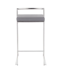 Fuji Stacker Counter Stool - Set of 2 Brushed Silver & Grey