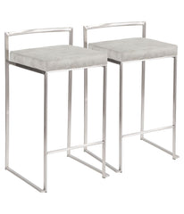 Fuji Stacker Counter Stool - Set of 2 Silver & Light Grey