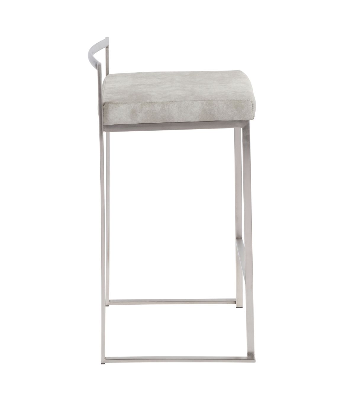  LumiSource Fuji Stacker Counter Stool - Set of 2 Silver & Light Grey - Silver & Light Grey - Bonton