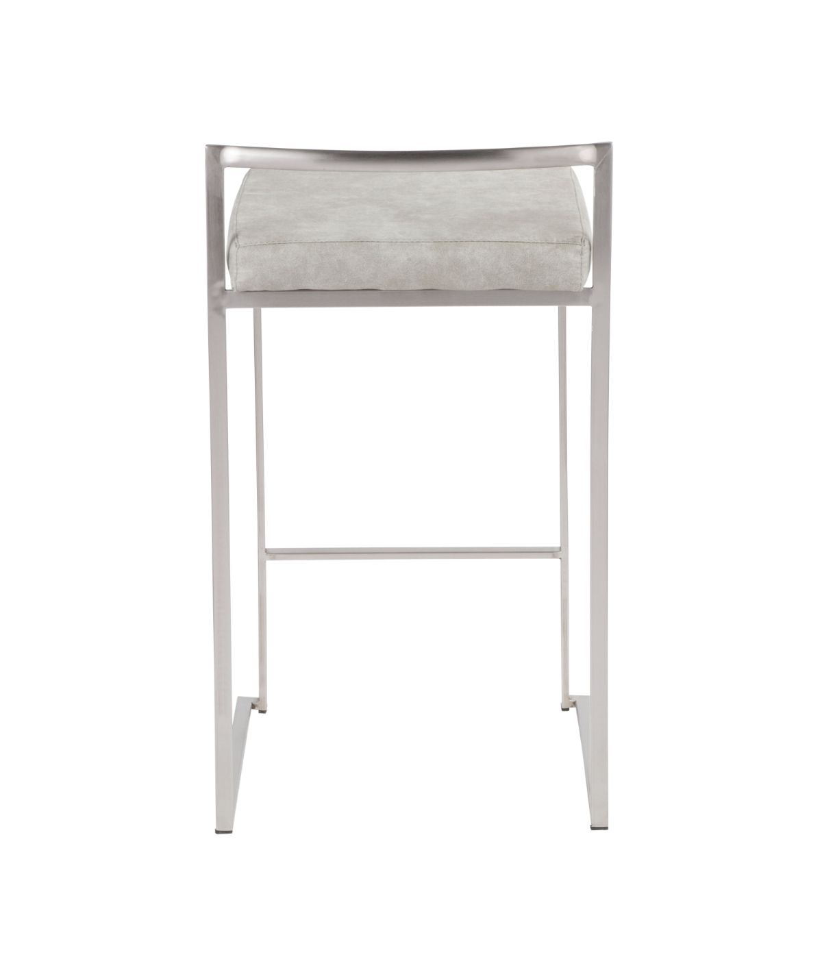  LumiSource Fuji Stacker Counter Stool - Set of 2 Silver & Light Grey - Silver & Light Grey - Bonton