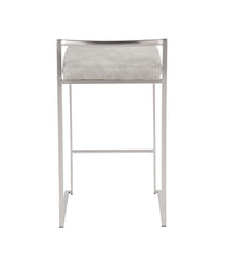 Fuji Stacker Counter Stool - Set of 2 Silver & Light Grey