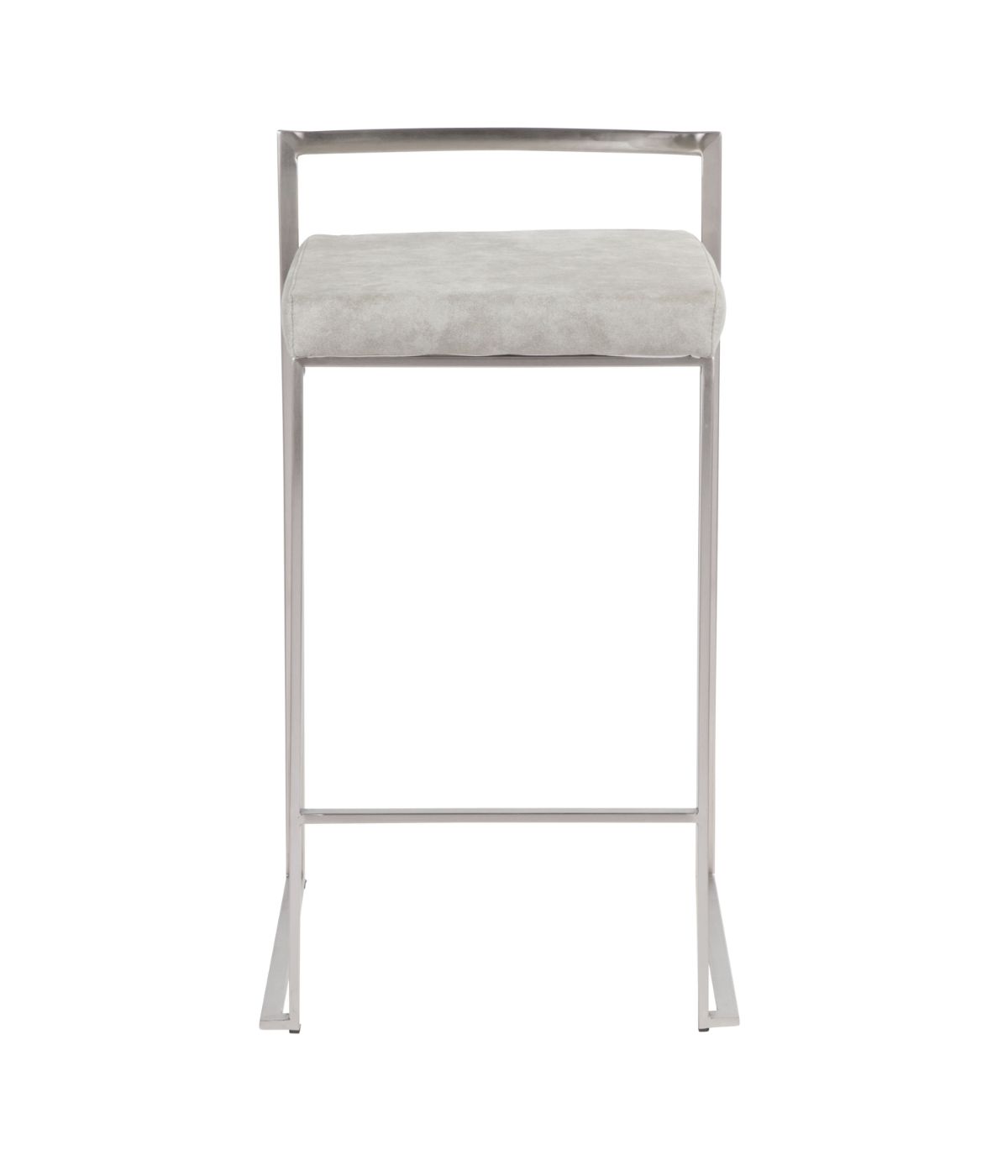  LumiSource Fuji Stacker Counter Stool - Set of 2 Silver & Light Grey - Silver & Light Grey - Bonton