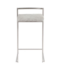 Fuji Stacker Counter Stool - Set of 2 Silver & Light Grey