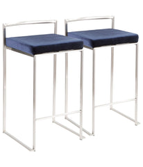 Fuji Stacker Counter Stool - Set of 2 Silver & Blue