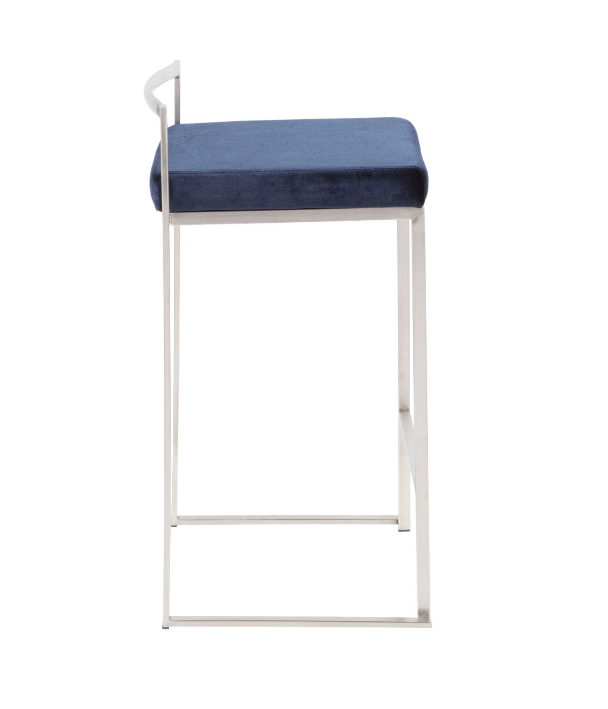  LumiSource Fuji Stacker Counter Stool - Set of 2 Silver & Blue - Silver & Blue - Bonton