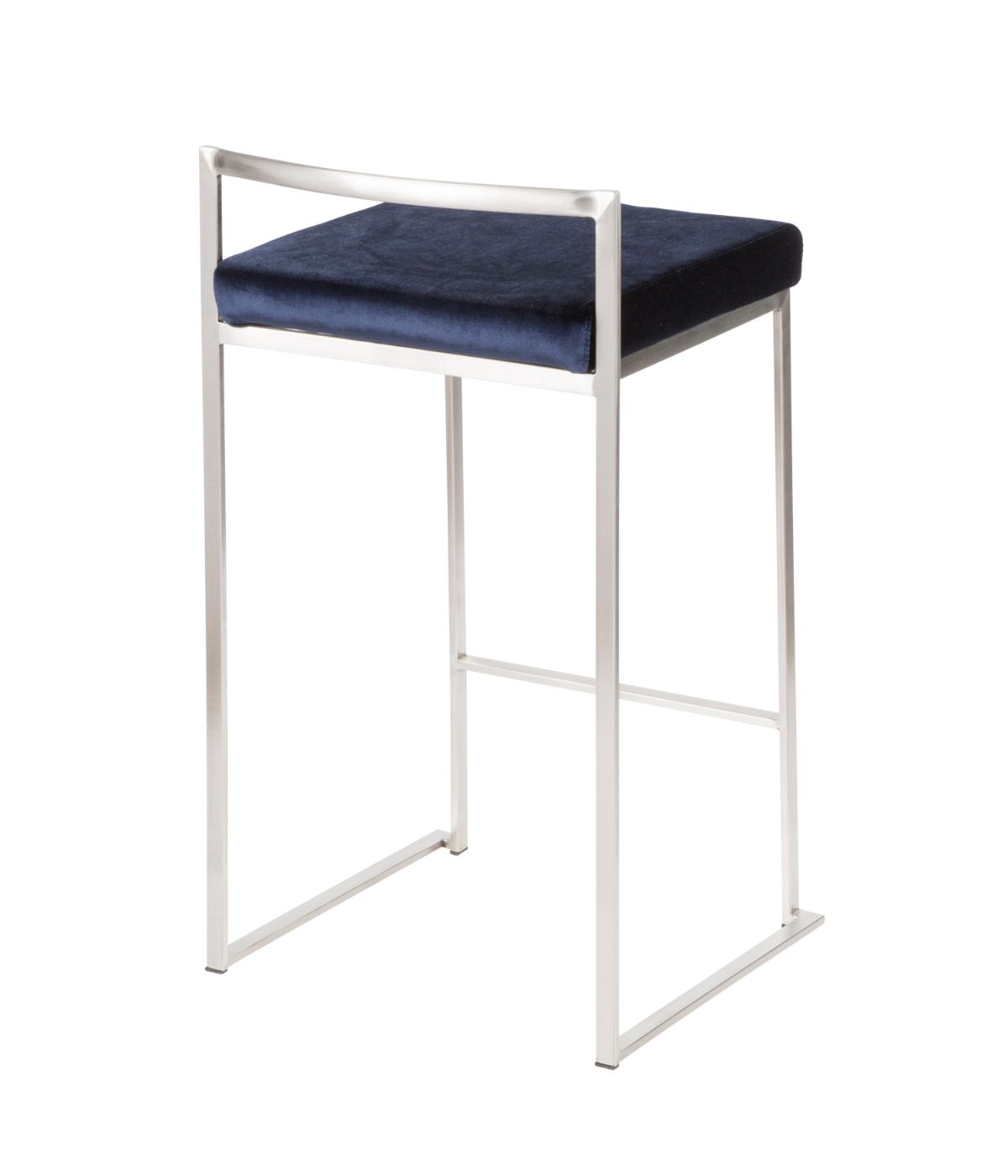  LumiSource Fuji Stacker Counter Stool - Set of 2 Silver & Blue - Silver & Blue - Bonton