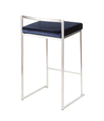 Fuji Stacker Counter Stool - Set of 2 Silver & Blue