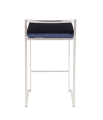 Fuji Stacker Counter Stool - Set of 2 Silver & Blue