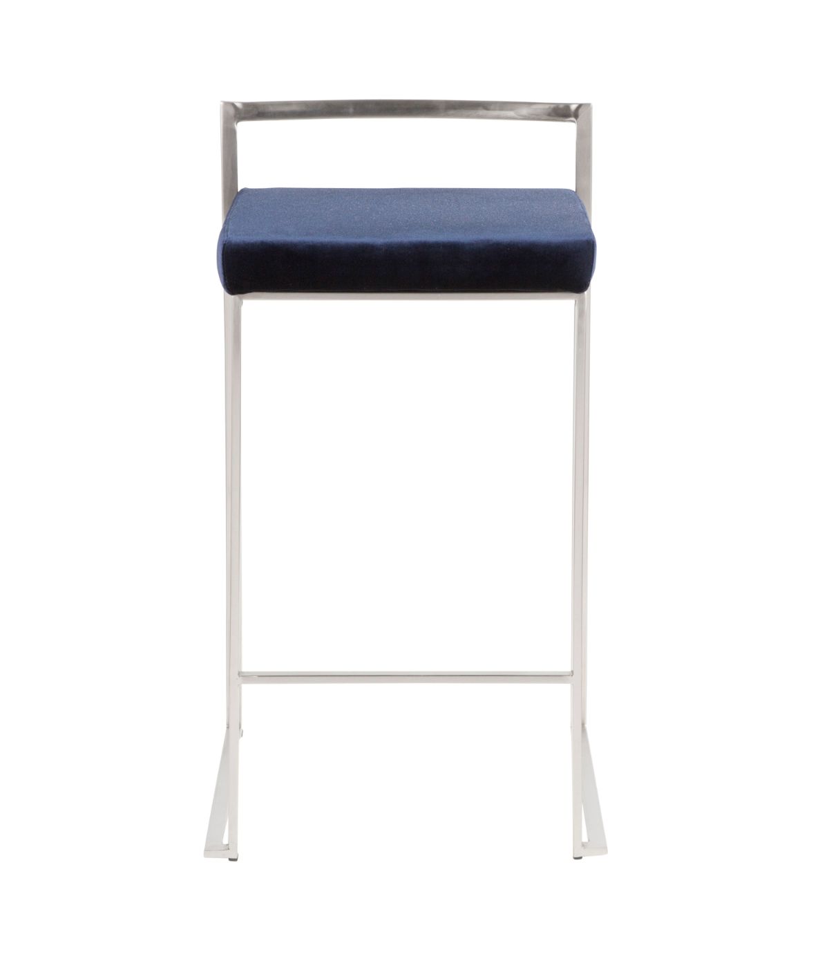  LumiSource Fuji Stacker Counter Stool - Set of 2 Silver & Blue - Silver & Blue - Bonton