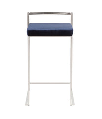 Fuji Stacker Counter Stool - Set of 2 Silver & Blue