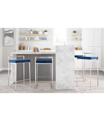 Fuji Stacker Counter Stool - Set of 2 Silver & Blue