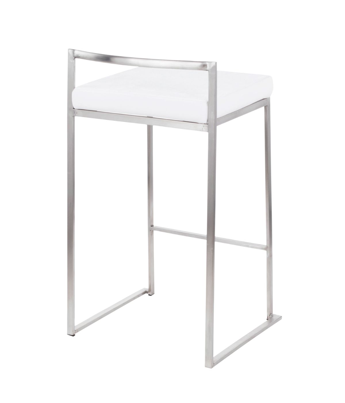  LumiSource Fuji Stacker Counter Stool - Set of 2 Brushed Silver & White - Brushed Silver & White - Bonton