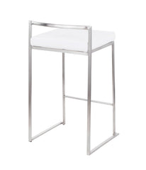 Fuji Stacker Counter Stool - Set of 2 Brushed Silver & White