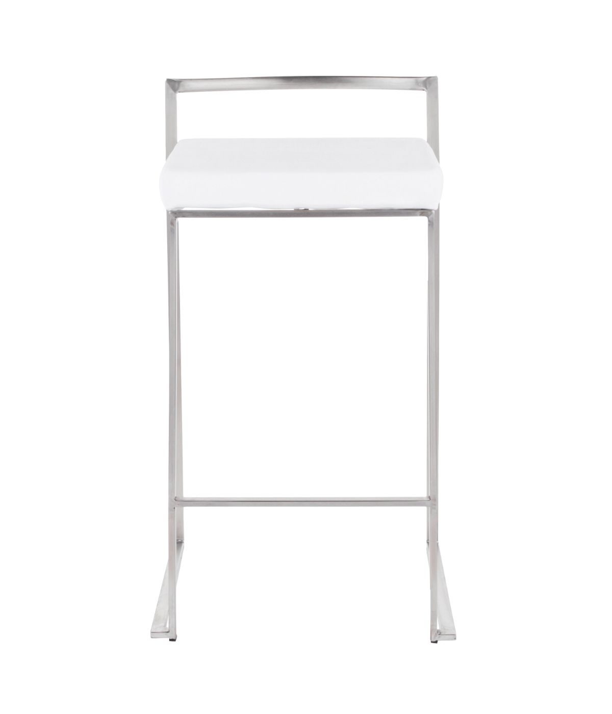  LumiSource Fuji Stacker Counter Stool - Set of 2 Brushed Silver & White - Brushed Silver & White - Bonton