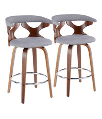 Gardenia Counter Stool - Set of 2 Walnut, Light Grey & Chrome