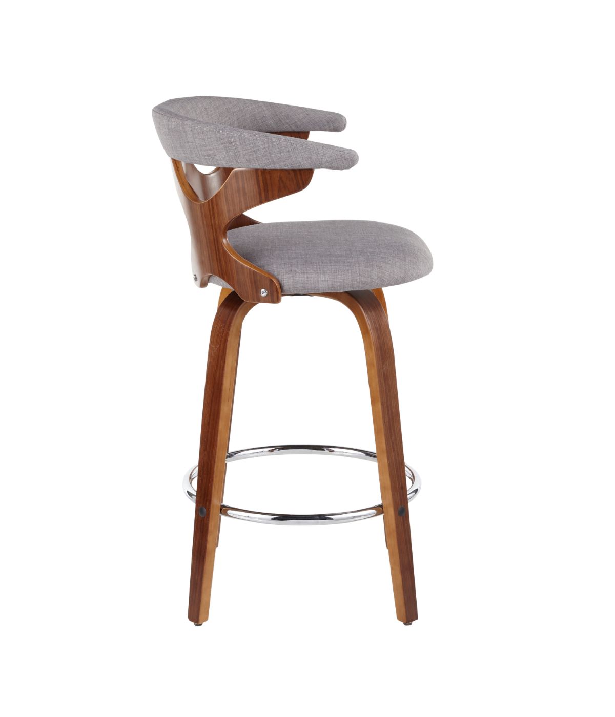  LumiSource Gardenia Counter Stool - Set of 2 Walnut, Light Grey & Chrome - Walnut, Light Grey & Chrome - Bonton