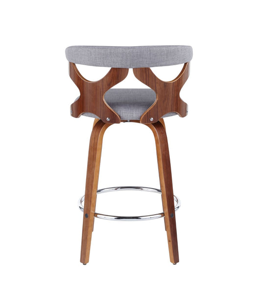 Gardenia Counter Stool - Set of 2 Walnut, Light Grey & Chrome