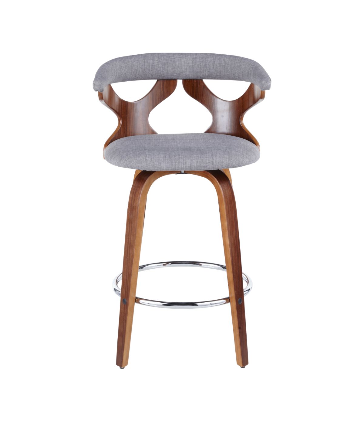  LumiSource Gardenia Counter Stool - Set of 2 Walnut, Light Grey & Chrome - Walnut, Light Grey & Chrome - Bonton