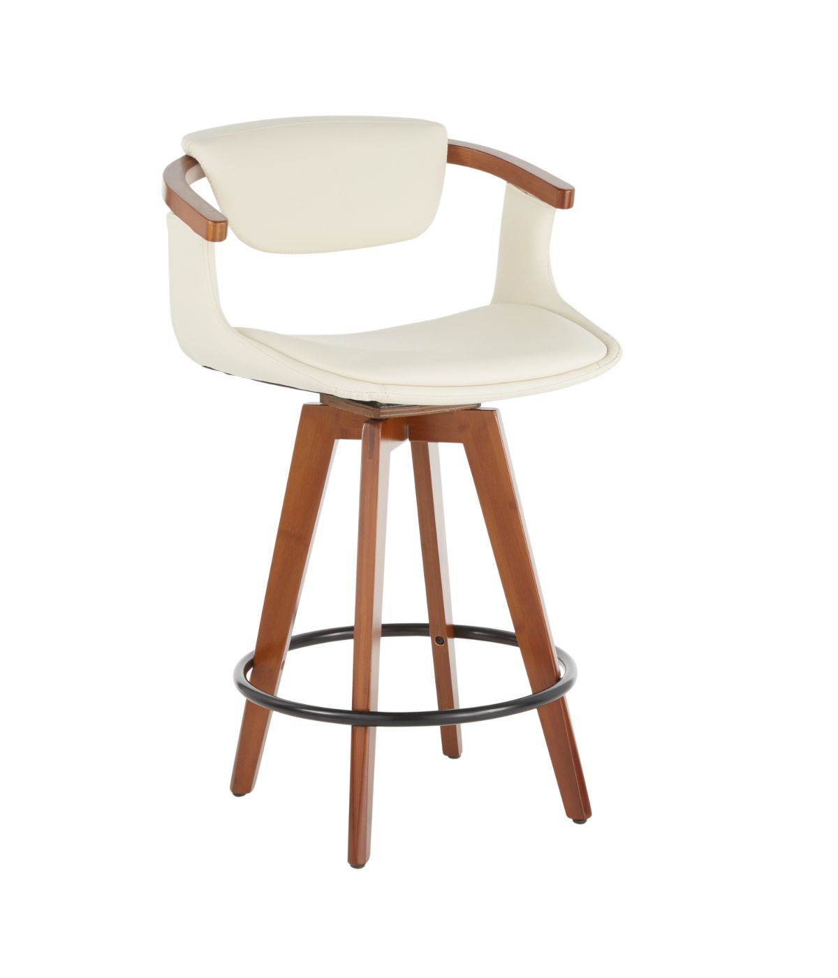  LumiSource Oracle Counter Stool Walnut, Black & Cream - Walnut, Black & Cream - Bonton