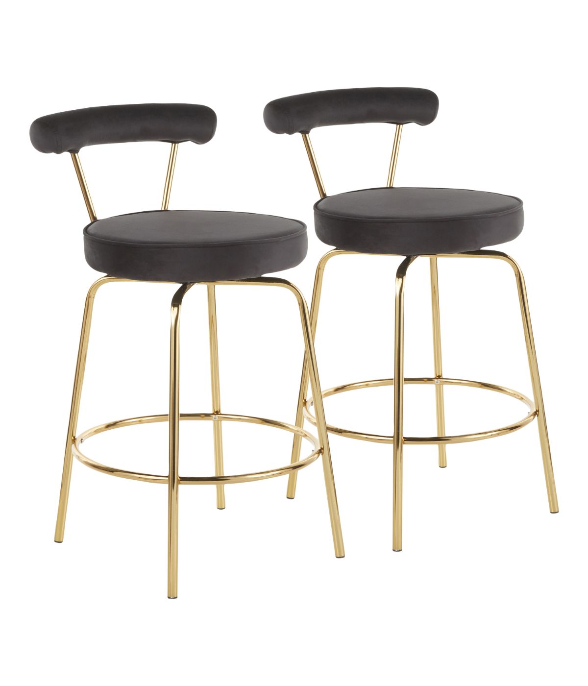  LumiSource Rhonda Counter Stool - Set of 2 Gold & Black - Gold & Black - Bonton