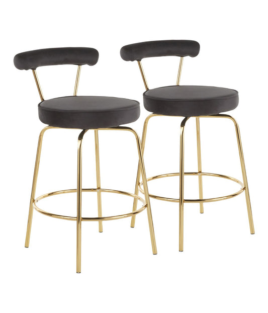 Rhonda Counter Stool - Set of 2 Gold & Black