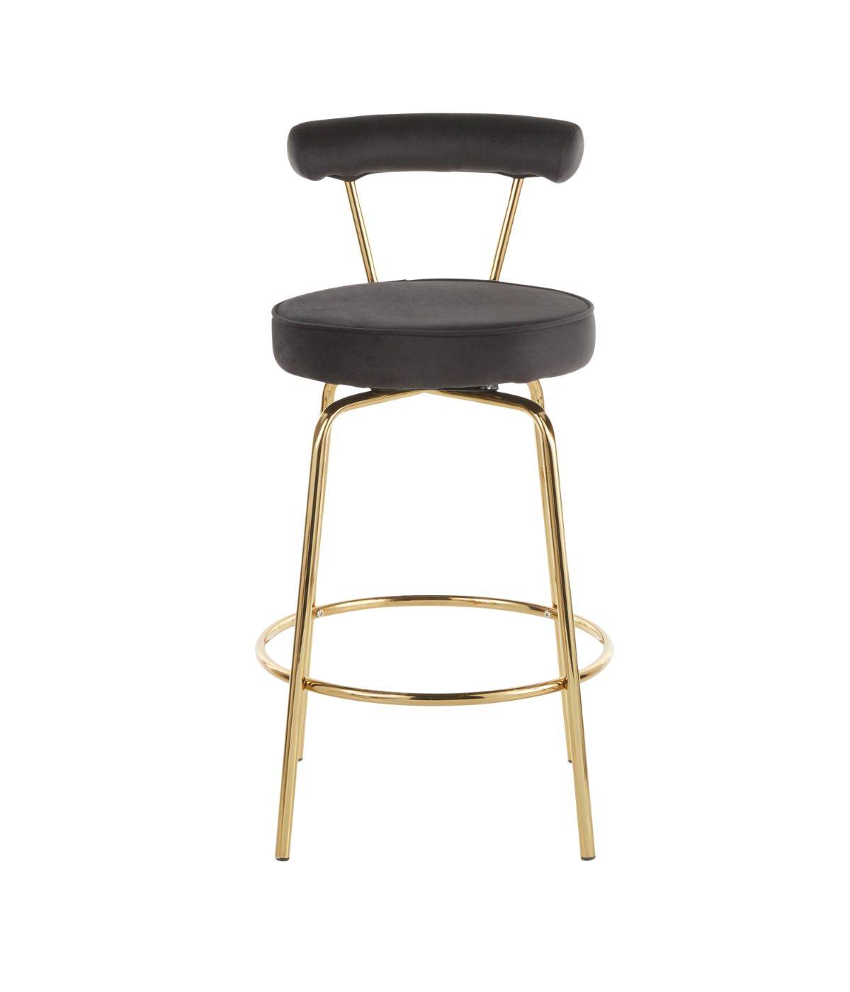  LumiSource Rhonda Counter Stool - Set of 2 Gold & Black - Gold & Black - Bonton