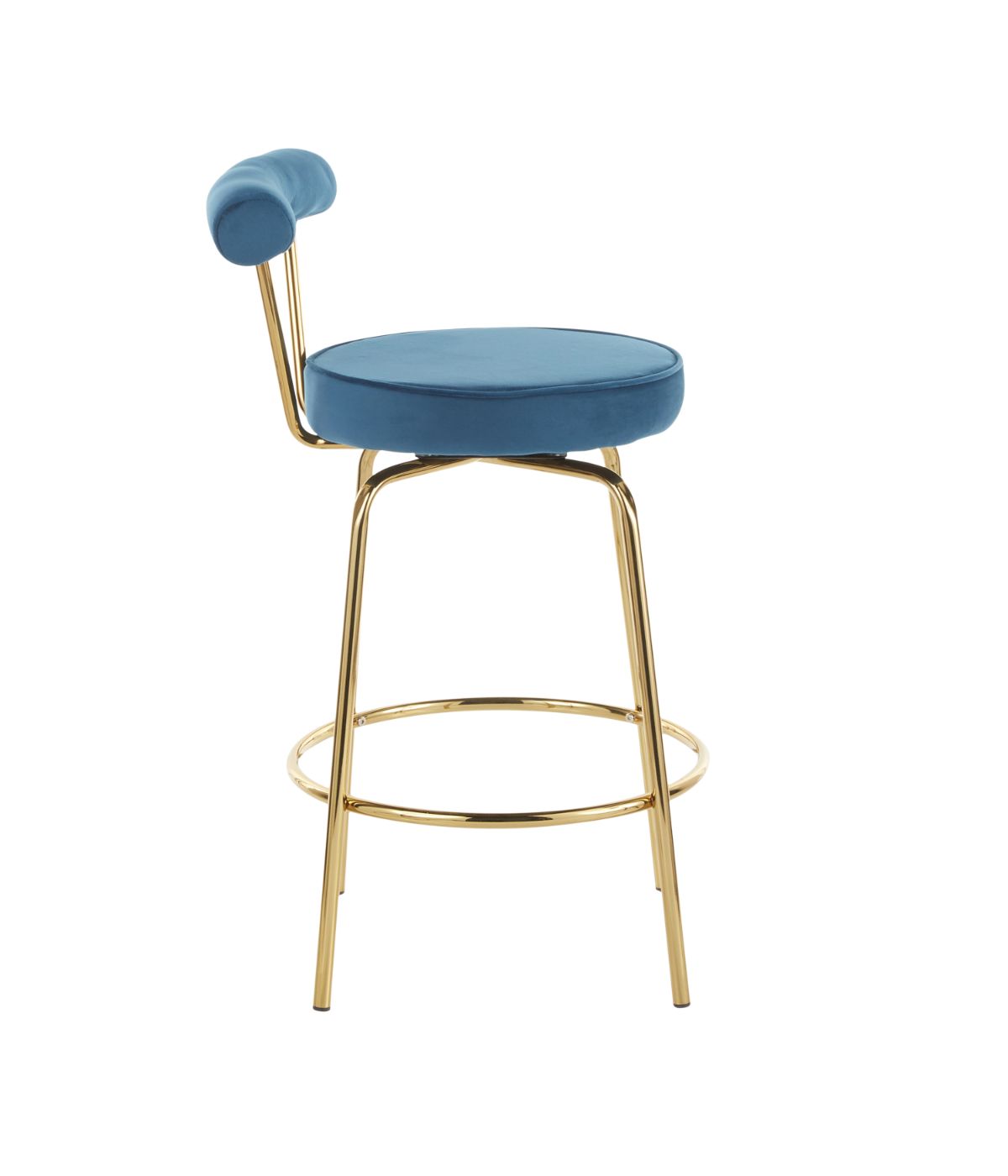  LumiSource Rhonda Counter Stool - Set of 2 Gold & Blue - Gold & Blue - Bonton