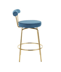 Rhonda Counter Stool - Set of 2 Gold & Blue