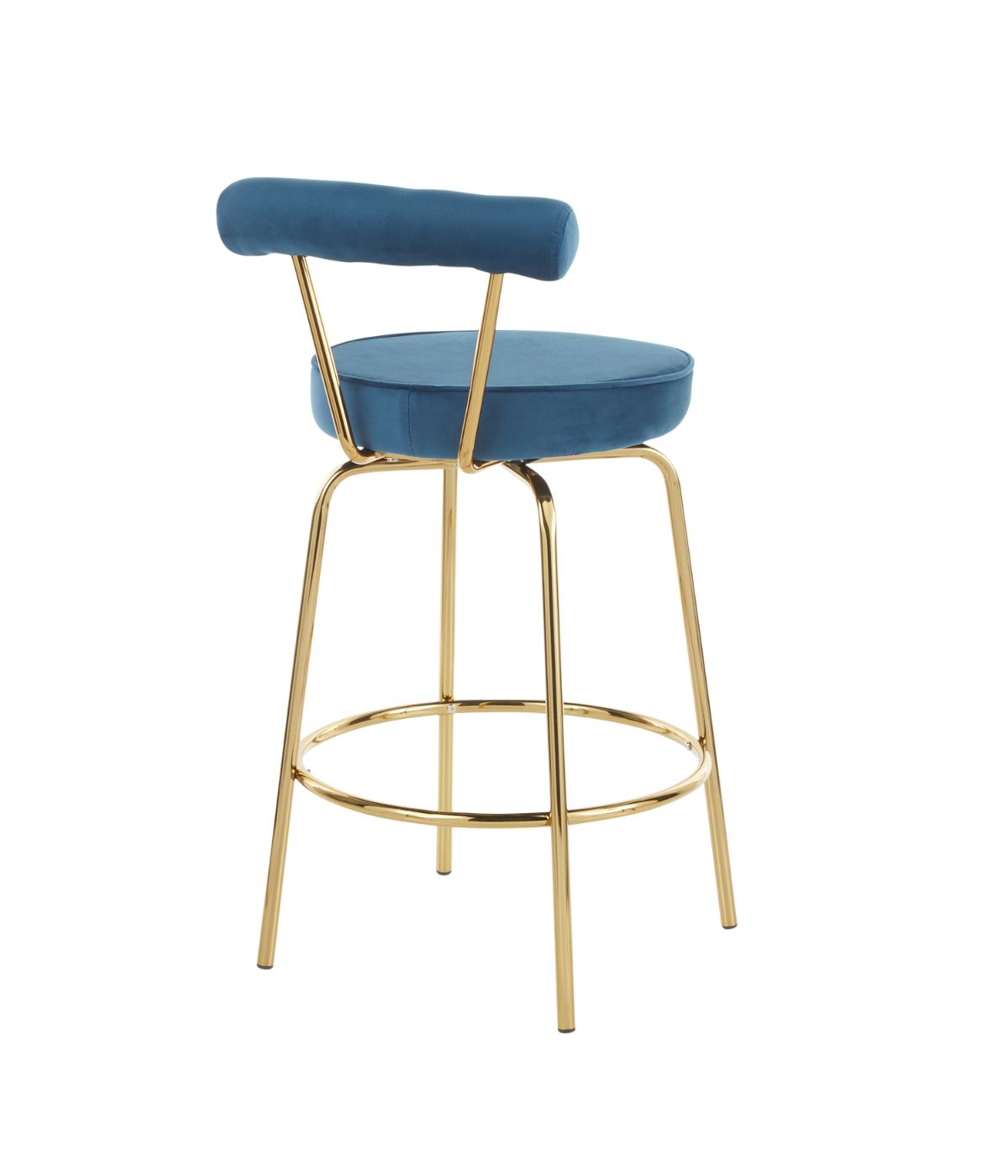  LumiSource Rhonda Counter Stool - Set of 2 Gold & Blue - Gold & Blue - Bonton