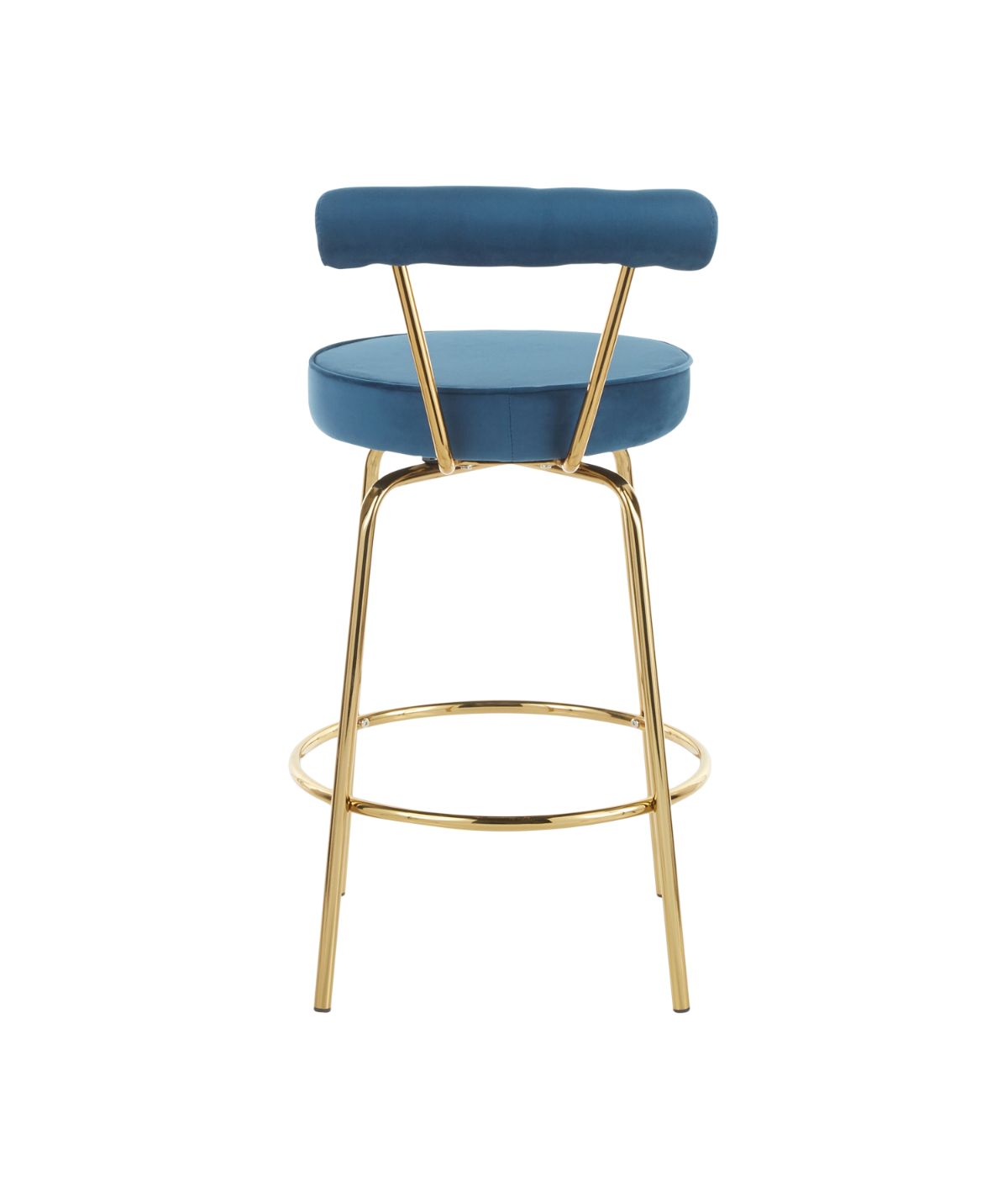  LumiSource Rhonda Counter Stool - Set of 2 Gold & Blue - Gold & Blue - Bonton