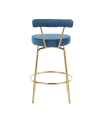 Rhonda Counter Stool - Set of 2 Gold & Blue