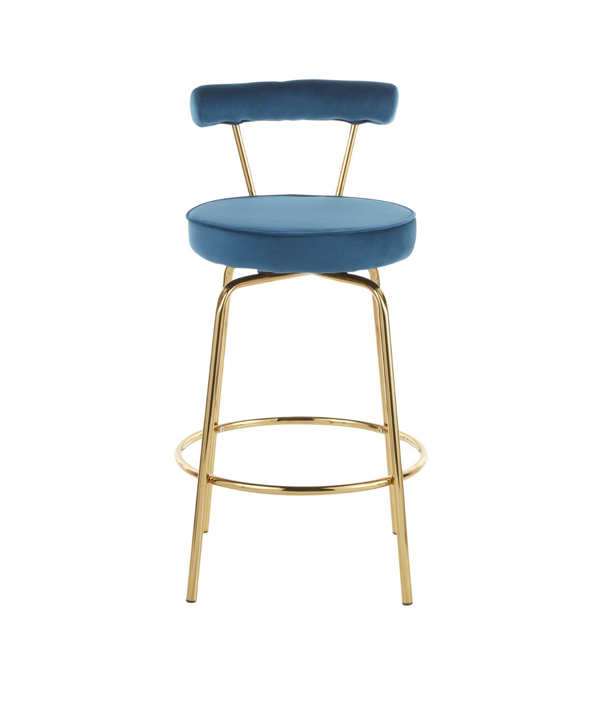  LumiSource Rhonda Counter Stool - Set of 2 Gold & Blue - Gold & Blue - Bonton