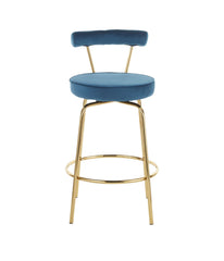 Rhonda Counter Stool - Set of 2 Gold & Blue