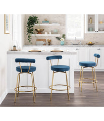 Rhonda Counter Stool - Set of 2 Gold & Blue