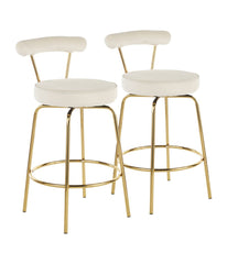 Rhonda Counter Stool - Set of 2 Gold & Cream