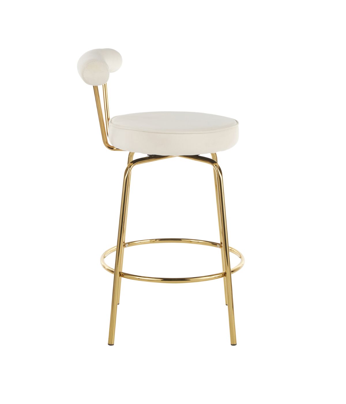  LumiSource Rhonda Counter Stool - Set of 2 Gold & Cream - Gold & Cream - Bonton