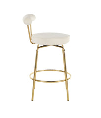 Rhonda Counter Stool - Set of 2 Gold & Cream